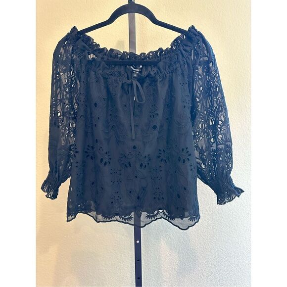 Generation Love Olive Embroidered Blouse in Black Size XS - Picture 2 of 5